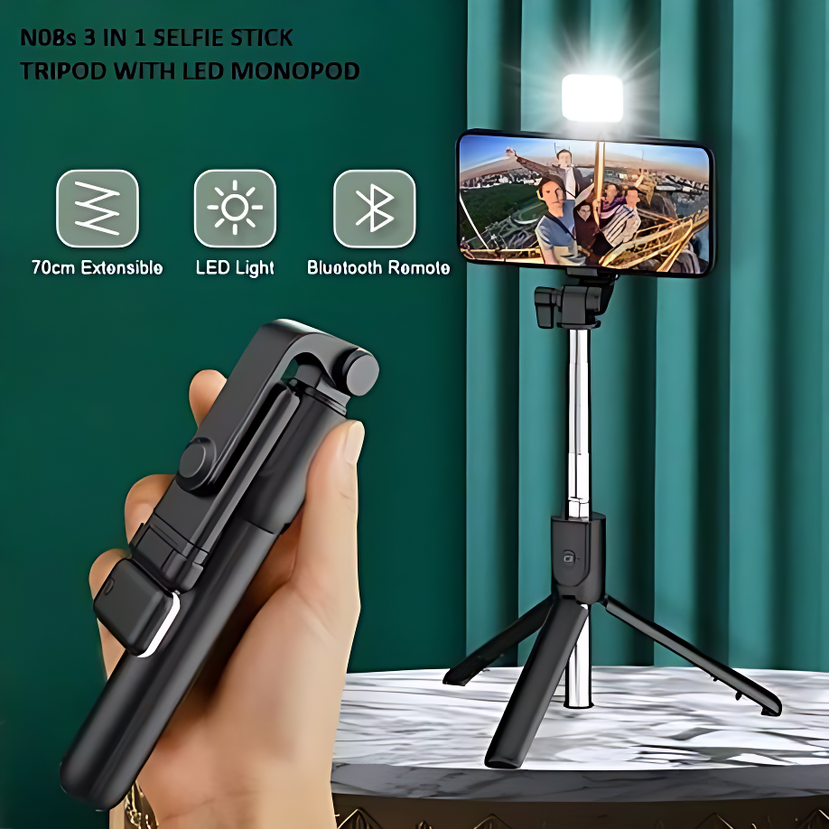 H1S LED Selfie Stick with Tripod